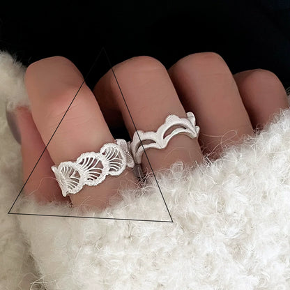 Sterling Silver Flower Lace Ring | CZ Adjustable Korean Fashion | Women | USA
