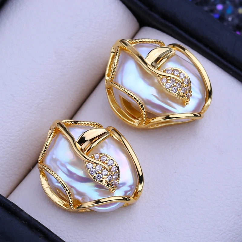 FENASY 925 Sterling Silver Jewelry Sets Big Baroque Natural Pearl Stud Earrings Custom Luxury Necklaces Rings For Women