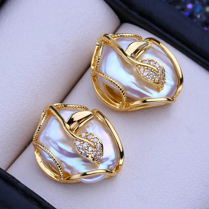 FENASY 925 Sterling Silver Jewelry Sets Big Baroque Natural Pearl Stud Earrings Custom Luxury Necklaces Rings For Women