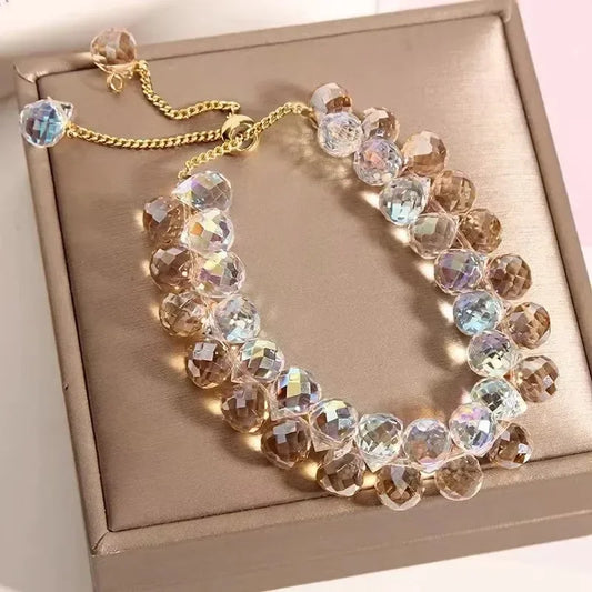 Transparent Crystal Bracelet for Kids | Shiny Stone Beads Elastic Bangle | USA