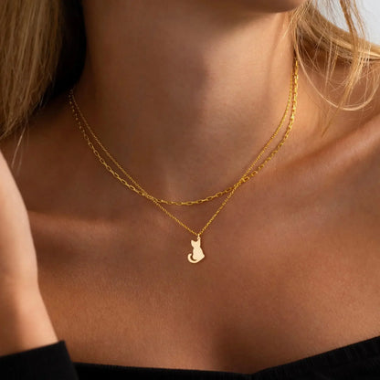 Stainless Steel Cat Pendant Necklace | Hypoallergenic Cute Kitten Charm | Women
