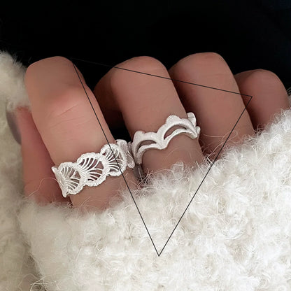 Sterling Silver Flower Lace Ring | CZ Adjustable Korean Fashion | Women | USA