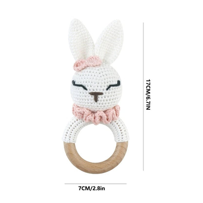 Wooden Giraffe Teether | Crochet Rattle Baby Mobile Toy | USA Australia