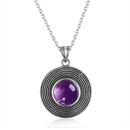 Silver 10MM Amethyst Pendant Necklace | Handmade Gemstone Charm | USA Australia