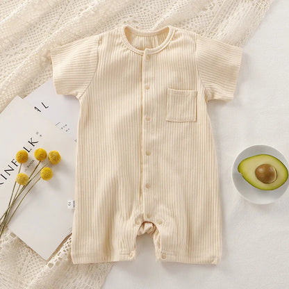 Organic Cotton Baby Romper - Unisex Short Sleeve Summer Bodysuit