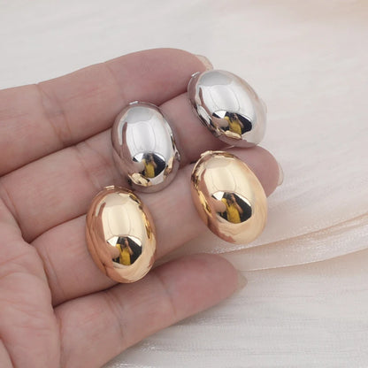 Hollow Oval Stud Earrings - Exquisite Metal Smooth OL Style