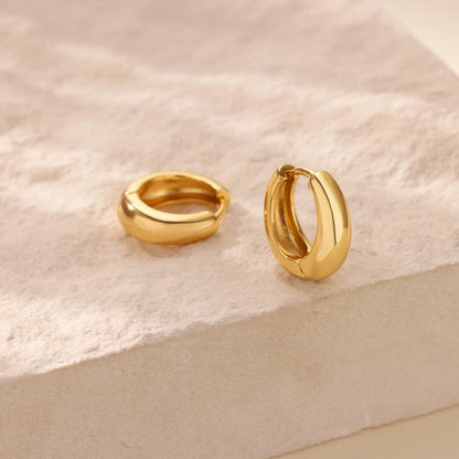 Classic Gold Hoop Earrings - Chunky Stainless Steel Minimalist