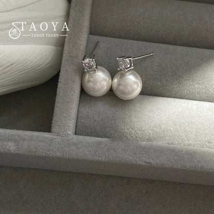 Classic Pearl Pendant Stud Earrings - Elegant Drop Earrings for Women