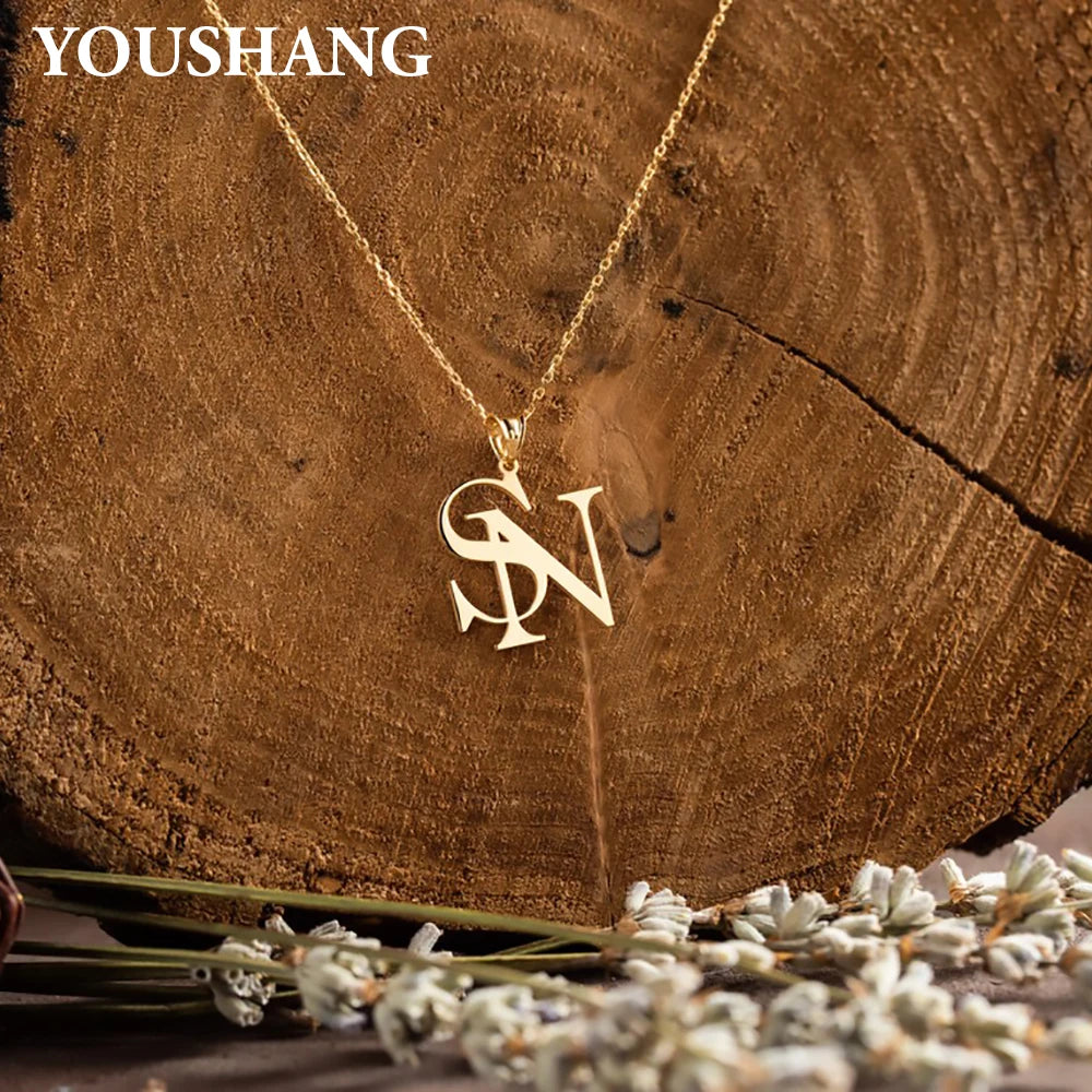 Personalized Couple's Initials Necklace | Stainless Steel Double Letter