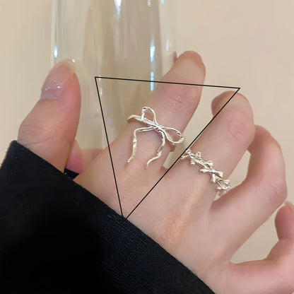 Sterling Silver Flower Lace Ring | CZ Adjustable Korean Fashion | Women | USA