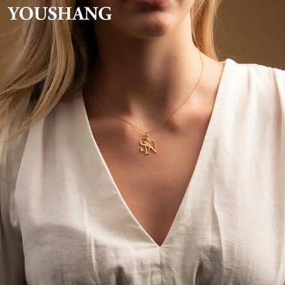 Personalized Couple's Initials Necklace | Stainless Steel Double Letter