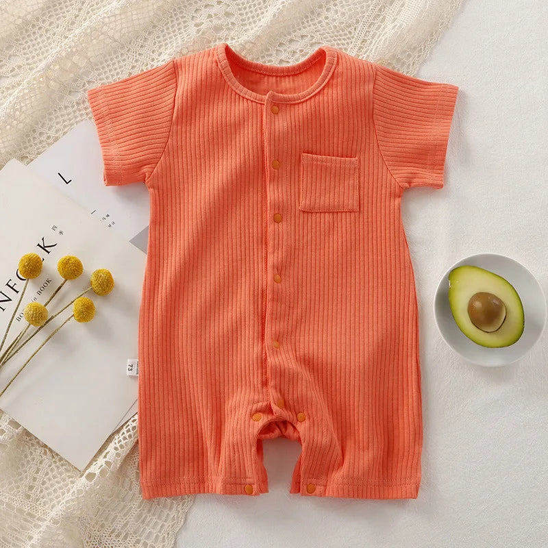 Organic Cotton Baby Romper - Unisex Short Sleeve Summer Bodysuit