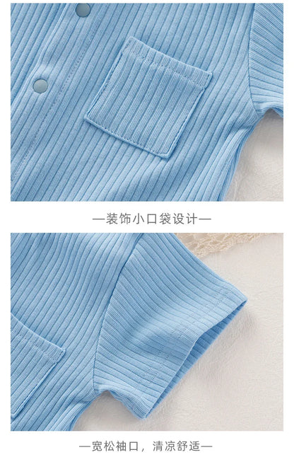 Organic Cotton Baby Romper - Unisex Short Sleeve Summer Bodysuit