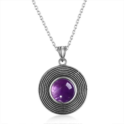 Silver 10MM Amethyst Pendant Necklace | Handmade Gemstone Charm | USA Australia