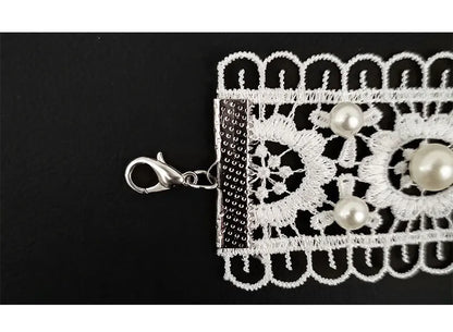 White Pearl Lace Necklace & Earrings Set | Lolita Fashion Accessories