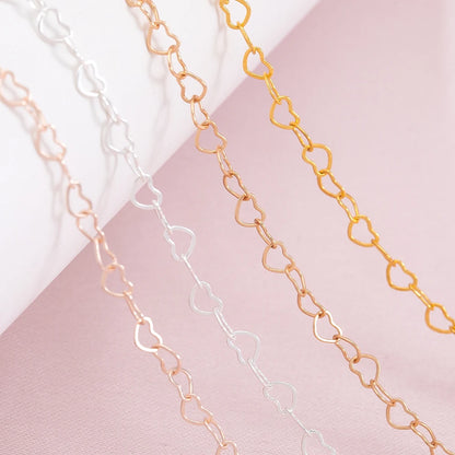 5Meters 1Meter 3mm Necklace Love Heart Chain Silver Gold Copper Link Chains Bracelet for Jewelry Making DIY Components Handmade