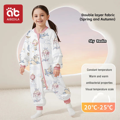 AIBEDILA Kids Onesie Boys Girls Long Sleeve Bamboo Cotton Pajamas Children Winter Cartoon Pyjama Baby Sleepwear Sleeping Bag