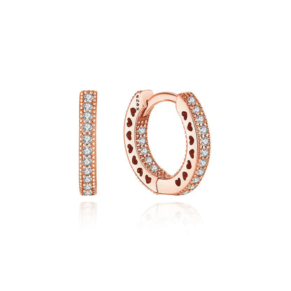 925 Sterling Silver Crystal Earrings - Rose Gold Crown Heart Bee Set