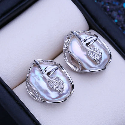 FENASY 925 Sterling Silver Jewelry Sets Big Baroque Natural Pearl Stud Earrings Custom Luxury Necklaces Rings For Women