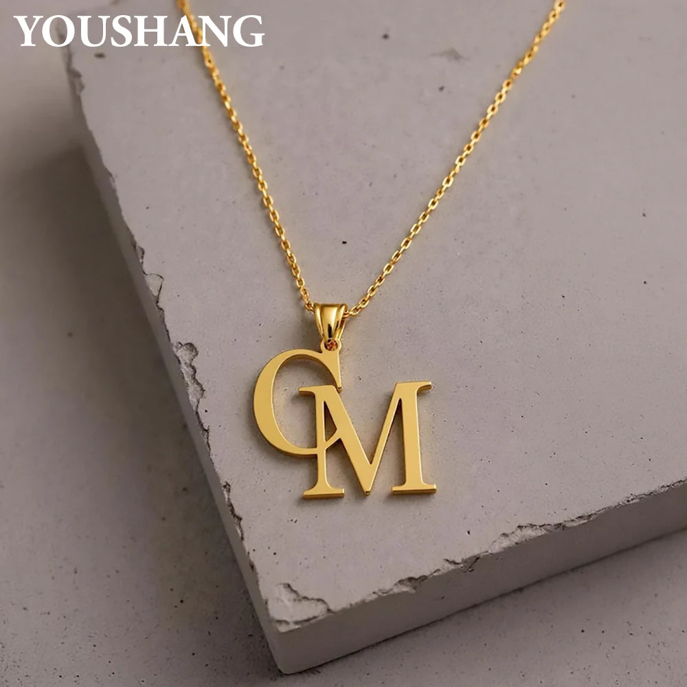 Personalized Couple's Initials Necklace | Stainless Steel Double Letter