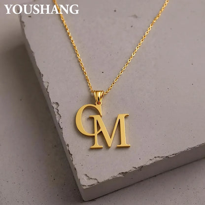 Personalized Couple's Initials Necklace | Stainless Steel Double Letter