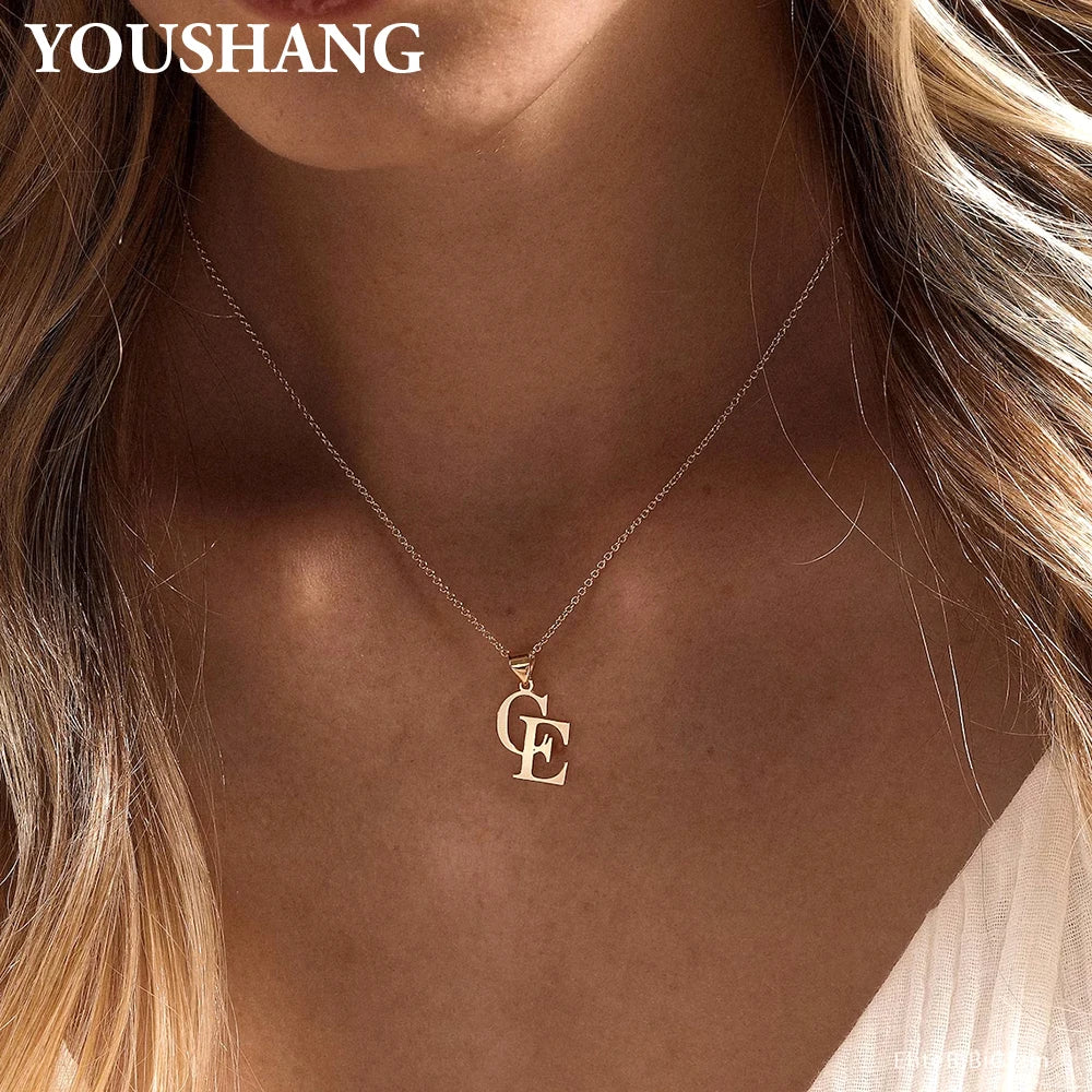 Personalized Couple's Initials Necklace | Stainless Steel Double Letter