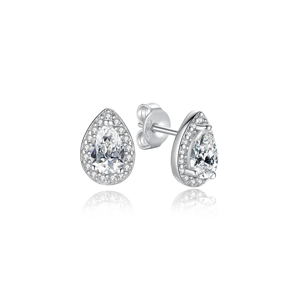 925 Sterling Silver Crystal Earrings - Rose Gold Crown Heart Bee Set