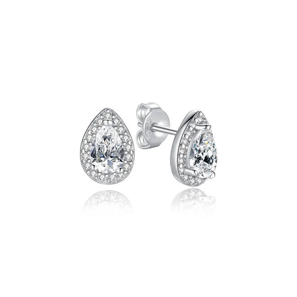925 Sterling Silver Crystal Earrings - Rose Gold Crown Heart Bee Set