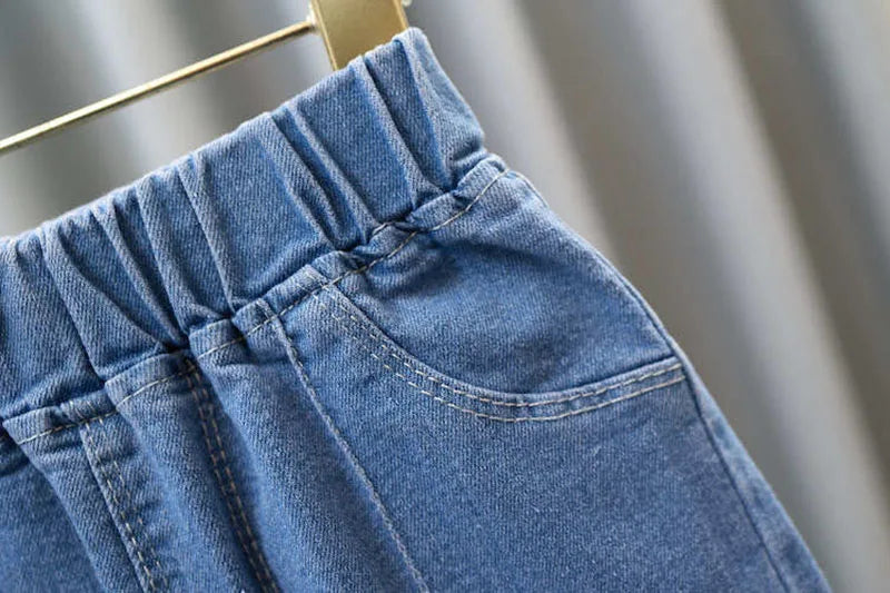 2024 Autumn Elastic Kids Jeans | Girls Cute Bow Denim Flared Pants | Ages 3-12 | USA