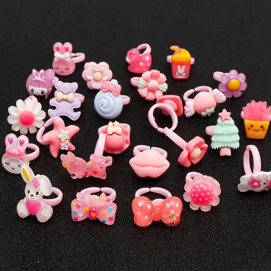 20 Pcs Kids Rings Set | Flower Animal Princess Rings for Girls | Party Favors | USA