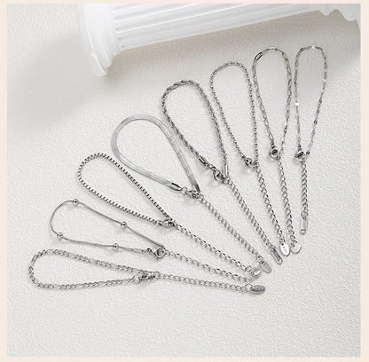 Stainless Steel Link Chain Bracelet | Silver Stackable Layered Set | USA
