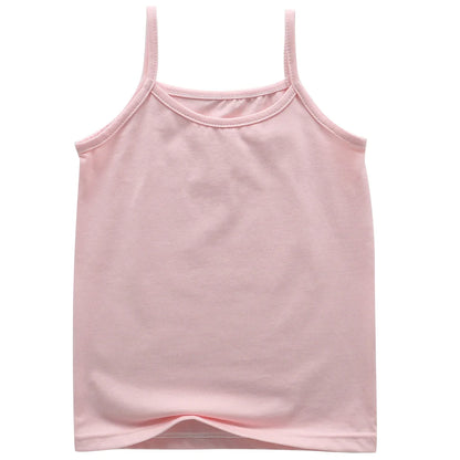2025 Summer Cotton Girls Tanks Top Breathable Underwears Children Camisoles Kids Solid Color Undershirt Sleeveless Vest Age 3-8