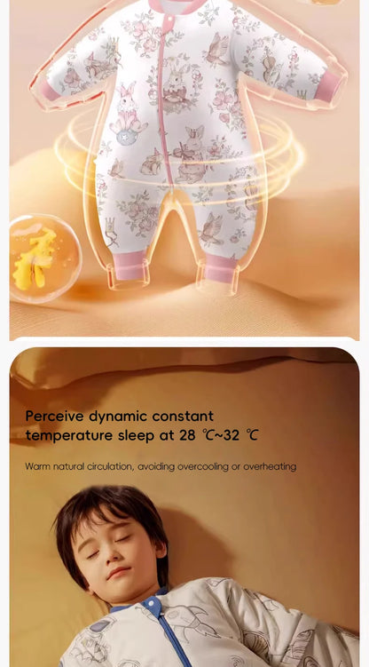 AIBEDILA Kids Onesie Boys Girls Long Sleeve Bamboo Cotton Pajamas Children Winter Cartoon Pyjama Baby Sleepwear Sleeping Bag