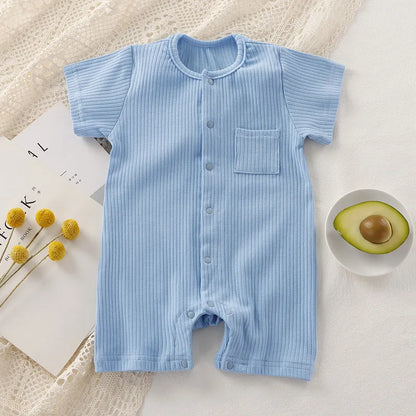 Organic Cotton Baby Romper - Unisex Short Sleeve Summer Bodysuit