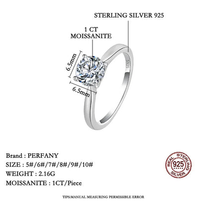 Moissanite Engagement Ring | 925 Sterling Silver | 0.5/1/2CT Options | USA