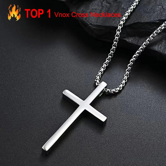 Stainless Steel Cross Necklace | Unisex Silver Pendant | Women Men | USA