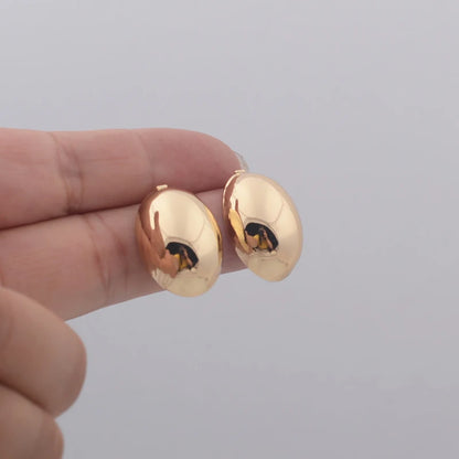 Hollow Oval Stud Earrings - Exquisite Metal Smooth OL Style
