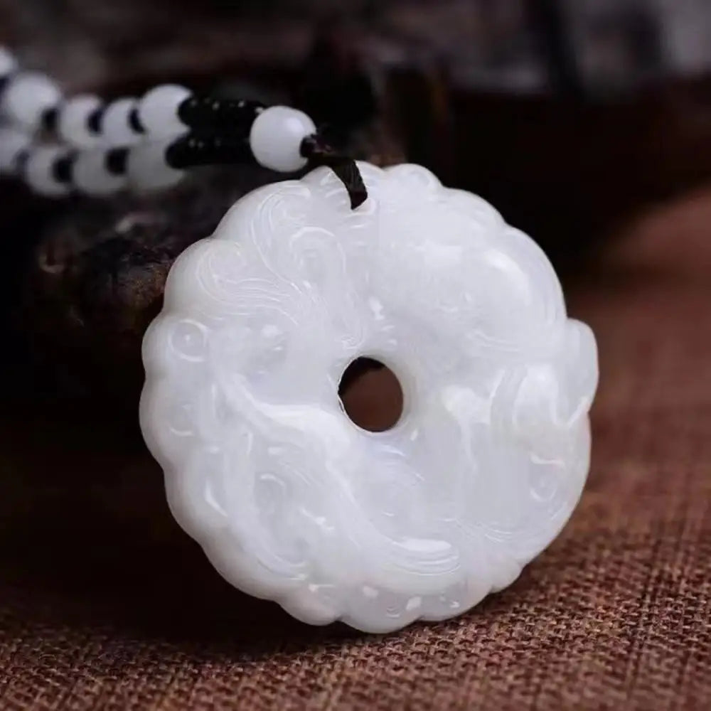Green Jade Dragon Pendant Necklace | Hand-Carved Chinese Amulet | USA Australia