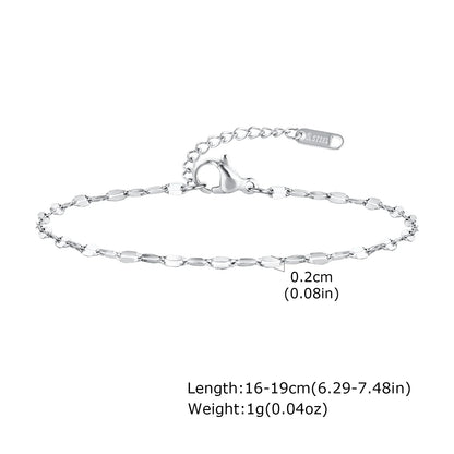 Stainless Steel Link Chain Bracelet | Silver Stackable Layered Set | USA