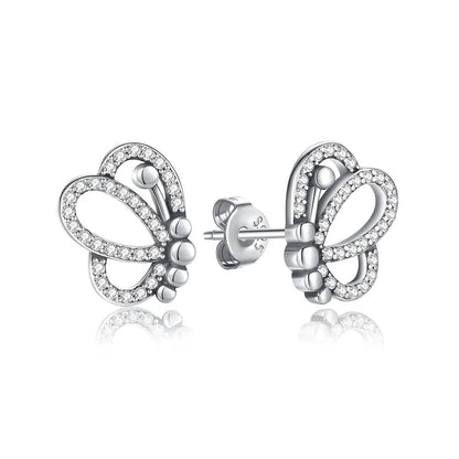 925 Sterling Silver Crystal Earrings - Rose Gold Crown Heart Bee Set