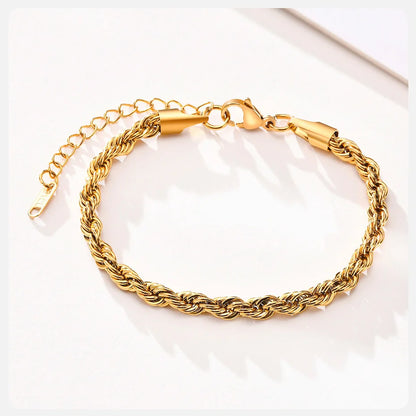 Unisex Rope Chain Bracelet | Stainless Steel Twisted Links | Women Men | USA