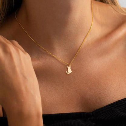 Stainless Steel Cat Pendant Necklace | Hypoallergenic Cute Kitten Charm | Women