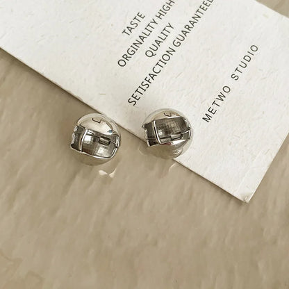 Punk Metal Big Ball Stud Earrings - Semicircle Geometric 2025 Fashion