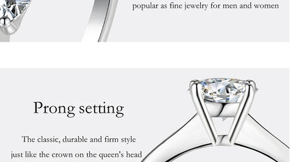 Moissanite Engagement Ring | 925 Sterling Silver | 0.5/1/2CT Options | USA
