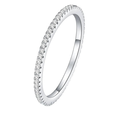 CZ Eternity Ring - White Gold Plated Sterling Silver Band
