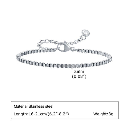 Stainless Steel Link Chain Bracelet | Silver Stackable Layered Set | USA