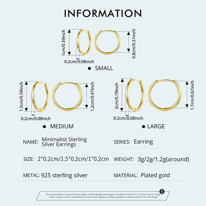 Minimalist Huggie Hoop Earrings - 18K Gold Plated Sterling Silver