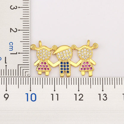 Nidin Gold Plated Family Pendant Necklace | AAA CZ Crystal Kids Jewelry | USA