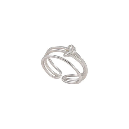 Sterling Silver Flower Bow Ring - Love Combination Adjustable Design