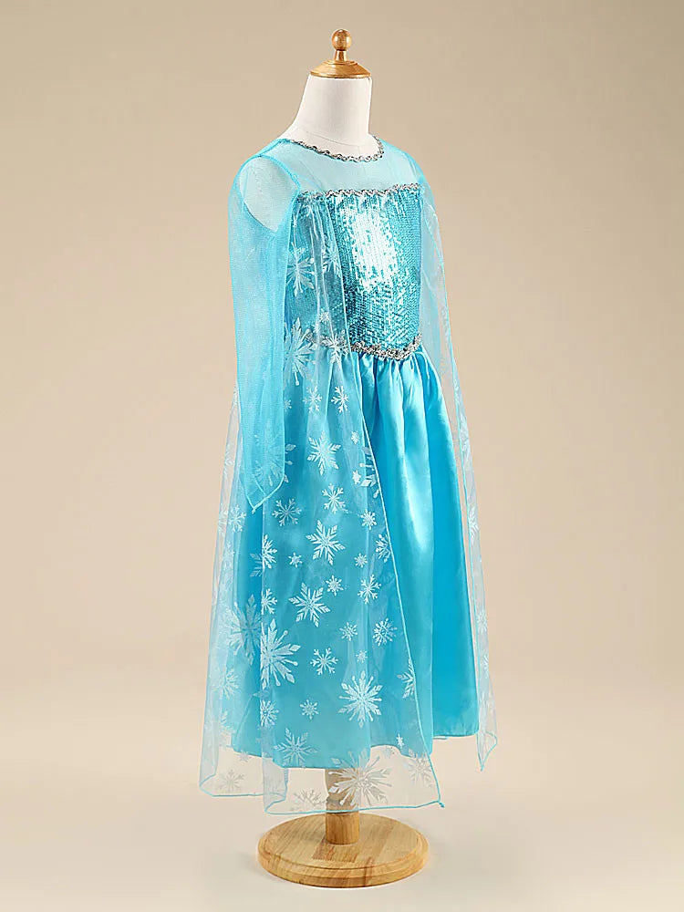 Girls Snow Queen Elsa Costume | Frozen Princess Dress 2025 | Carnival Party | USA